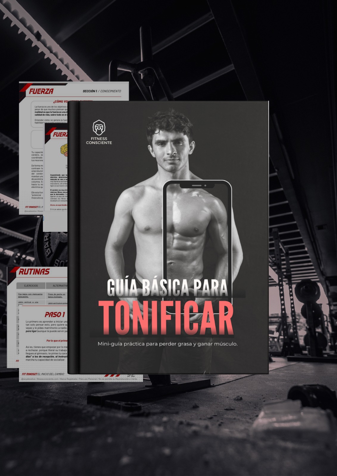 Digital product mockup of a fitness guide cover